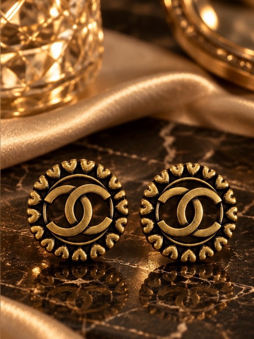 Gold Tone Round Statement Stud Earrings